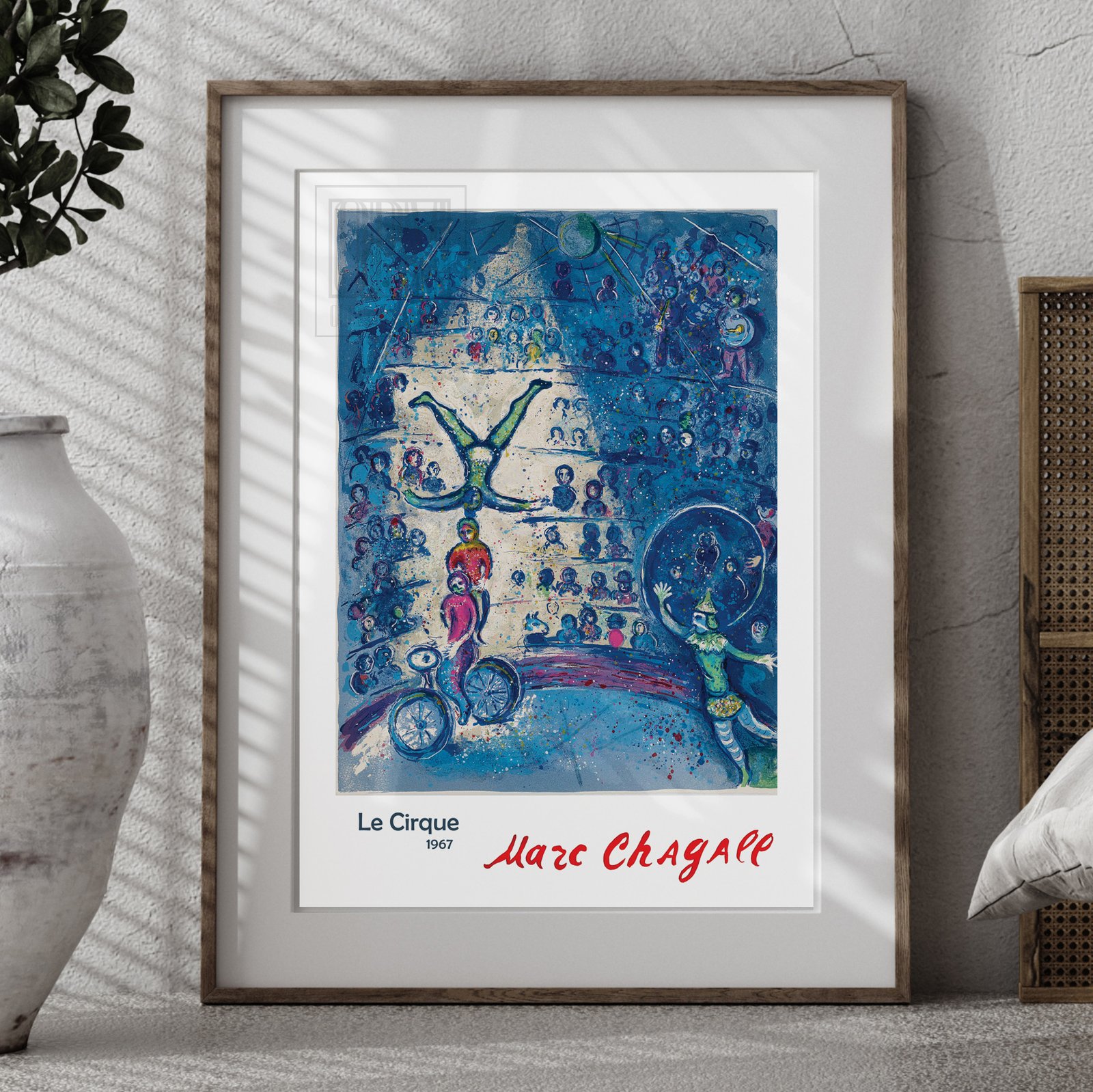 Woman on a trapeze, Circus, Marc Chagall - Blue picture Canvas Art Print, Stretched on buy wood ready to hang, Gift Idea / Vintage Amazing Art